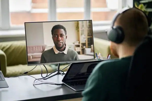 Man attending online mediation Hertfordshire MIAMS session